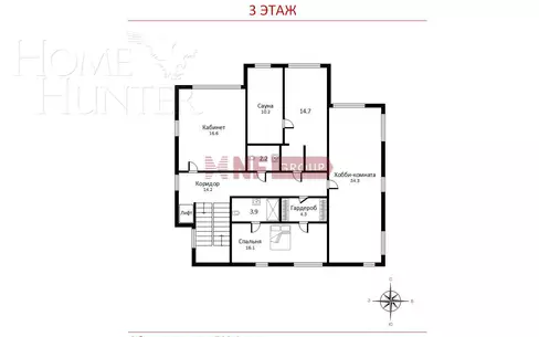 3-этажный коттедж 783 м² без отделки