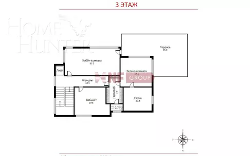 3-этажный коттедж 587 м² без отделки