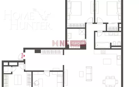 4-КОМН. АПАРТАМЕНТЫ БЕЗ ОТДЕЛКИ 153.6 М² НА 5 ЭТАЖЕ