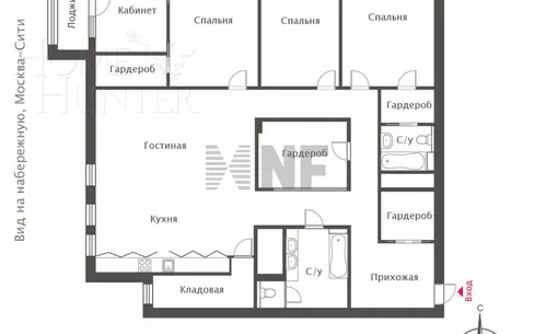 5-КОМН. КВАРТИРА БЕЗ ОТДЕЛКИ 214.3 М² НА 15 ЭТАЖЕ