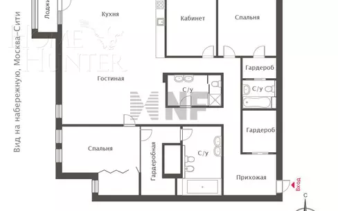 5-КОМН. КВАРТИРА БЕЗ ОТДЕЛКИ 214.3 М² НА 15 ЭТАЖЕ