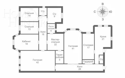 7-КОМН. КВАРТИРА С ОТДЕЛКОЙ 257.7 М² НА 4 ЭТАЖЕ