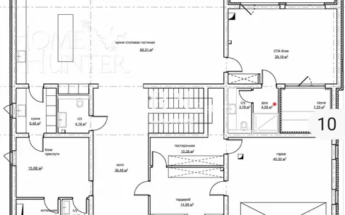 2-этажный коттедж 604 м² без отделки
