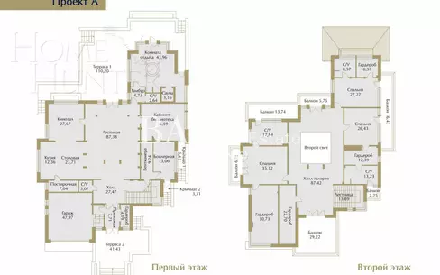 2-этажный коттедж 922.24 м² без отделки