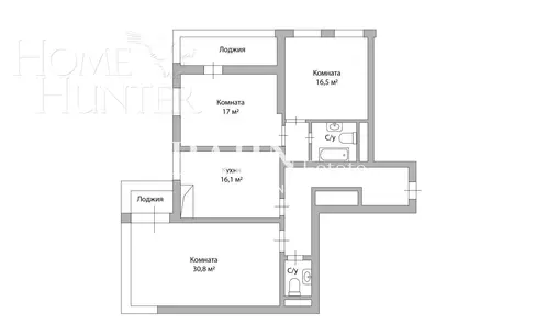 3-КОМН. КВАРТИРА БЕЗ ОТДЕЛКИ 109.8 М² НА 7 ЭТАЖЕ