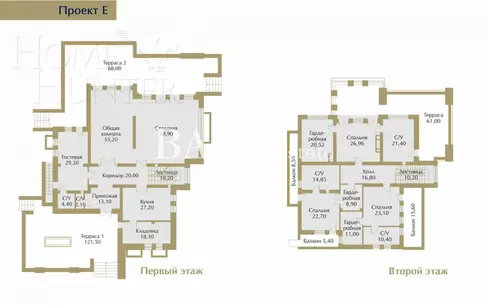 2-этажный коттедж 1 028.6 м² без отделки