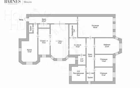 6-КОМН. КВАРТИРА БЕЗ ОТДЕЛКИ 250 М² НА 3 ЭТАЖЕ