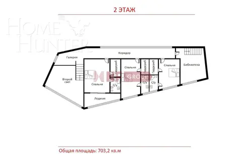 3-этажный коттедж 703.2 м² без отделки